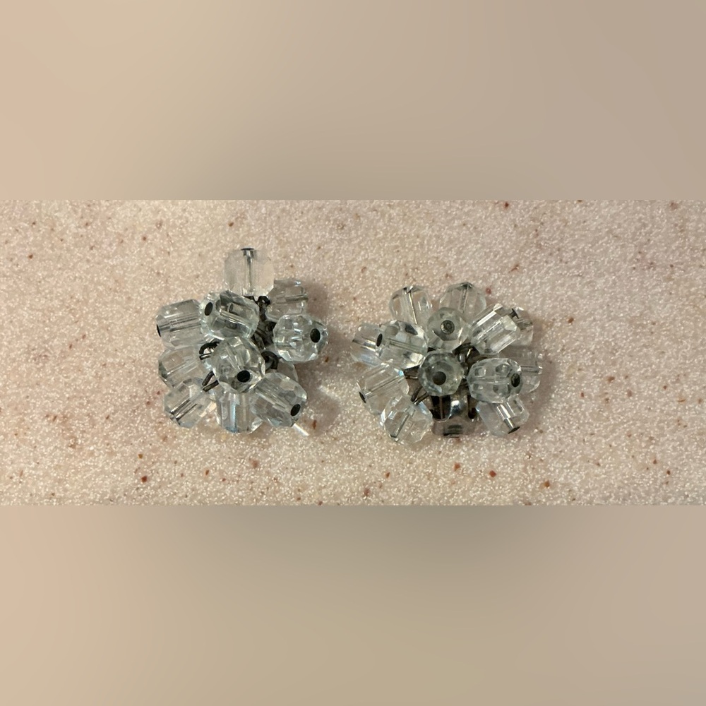 Silver Floral Cluster Earrings with Textured Finish